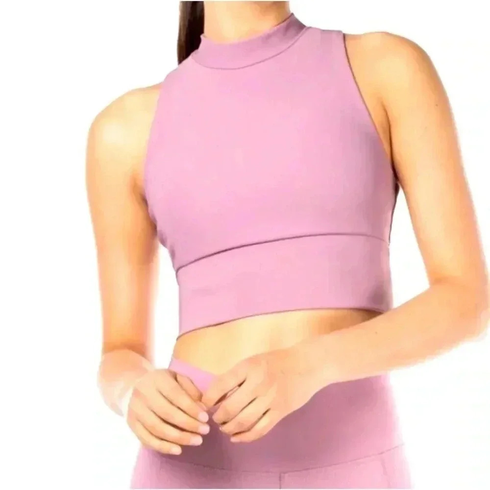 Kyodan pink ribbed mock crop sports bra size P/S